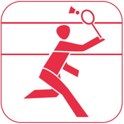 icon badminton rot auf weiss 250px